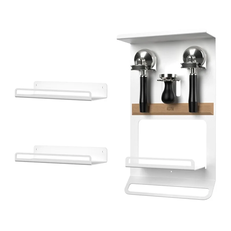 FLATE® Barista Rack + Universal Shelf Bundle (Weiß)