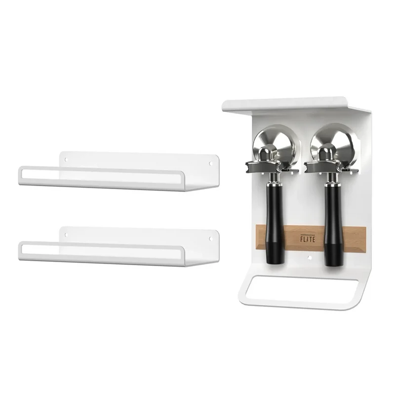 FLATE® Barista Rack Mini + Universal Shelf Bundle (Weiß)