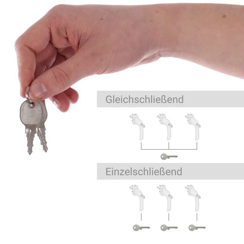 P24® Abschließbare Fenstergriffe weiß, Gleichschließend - Kindersicherung Fenstersicherung mit Schloss in Stiftlänge 35mm - Fensterschloss RAL 9016