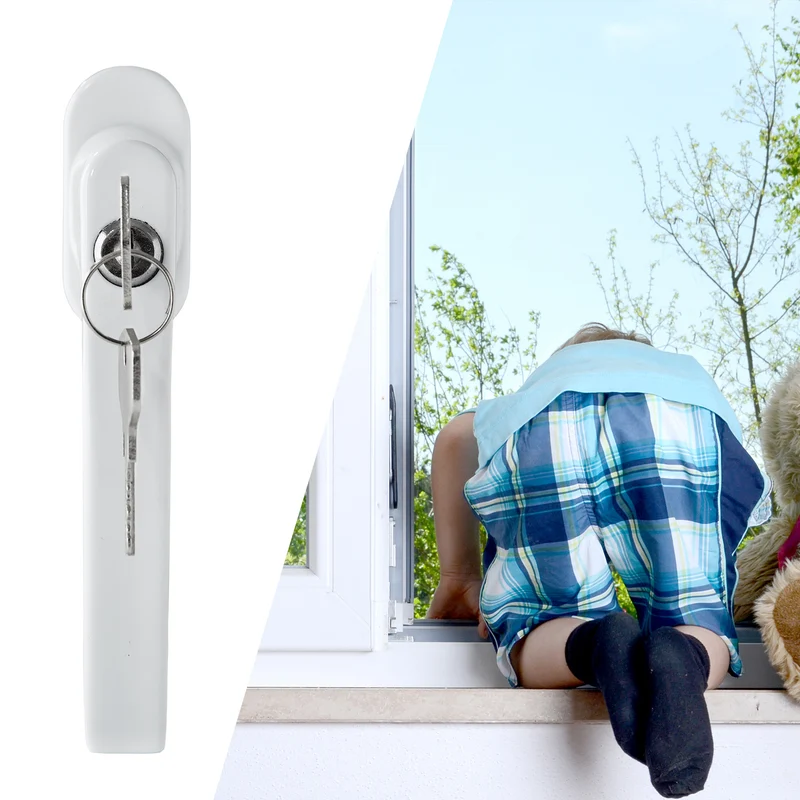 P24® Abschließbare Fenstergriffe weiß, Gleichschließend - Kindersicherung Fenstersicherung mit Schloss in Stiftlänge 35mm - Fensterschloss RAL 9016
