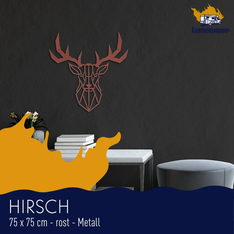 Wanddeko aus Metall | 75 x 75 cm | Rost | Hirsch Geweih