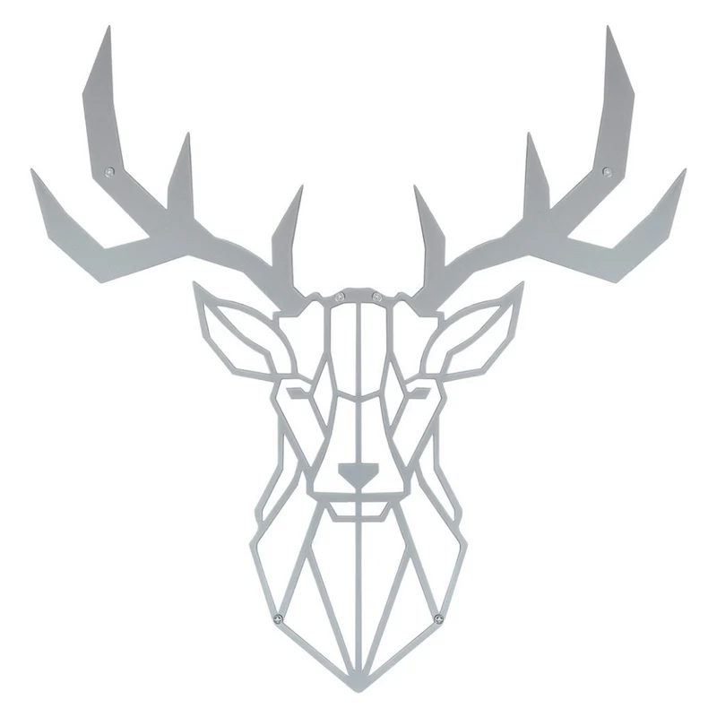 Wanddeko aus Metall | 50 x 50 cm | Silber | Hirsch Geweih