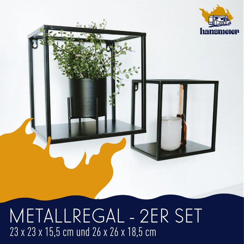 Wandregal aus Metall l Metallregal l 2er Set l Schwarz