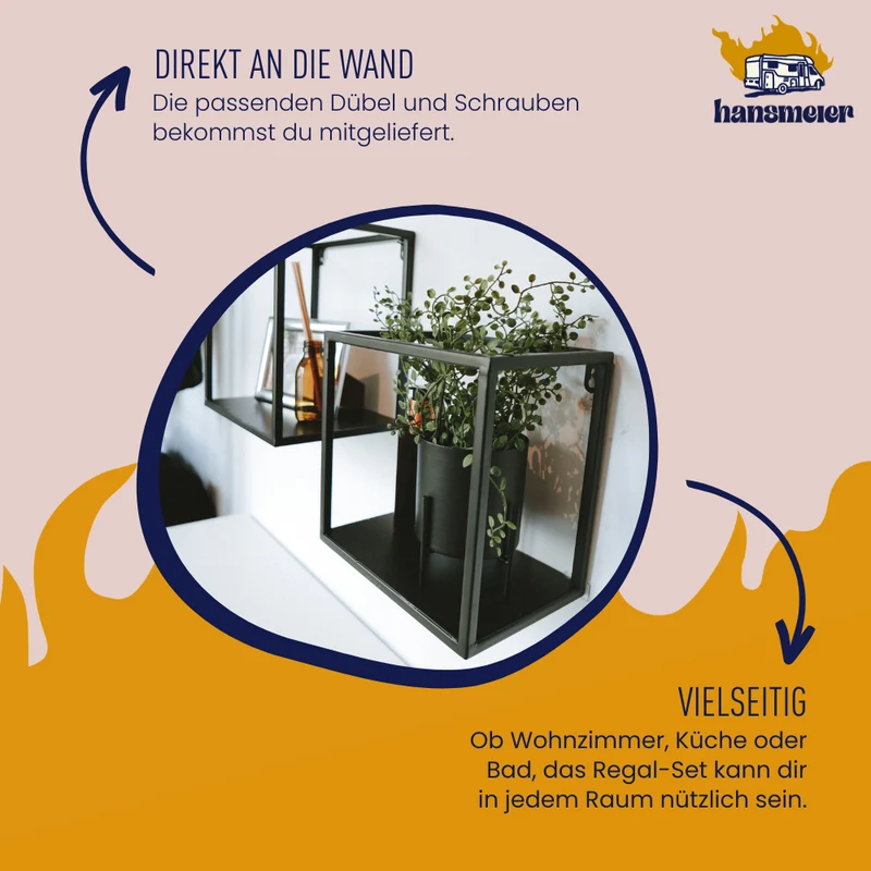 Wandregal aus Metall l Metallregal l 2er Set l Schwarz