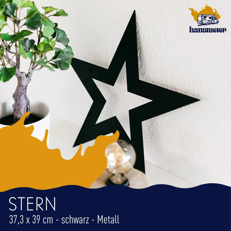 Wanddeko aus Metall | 37 x 39 cm | Stern | Metalldeko Industrial