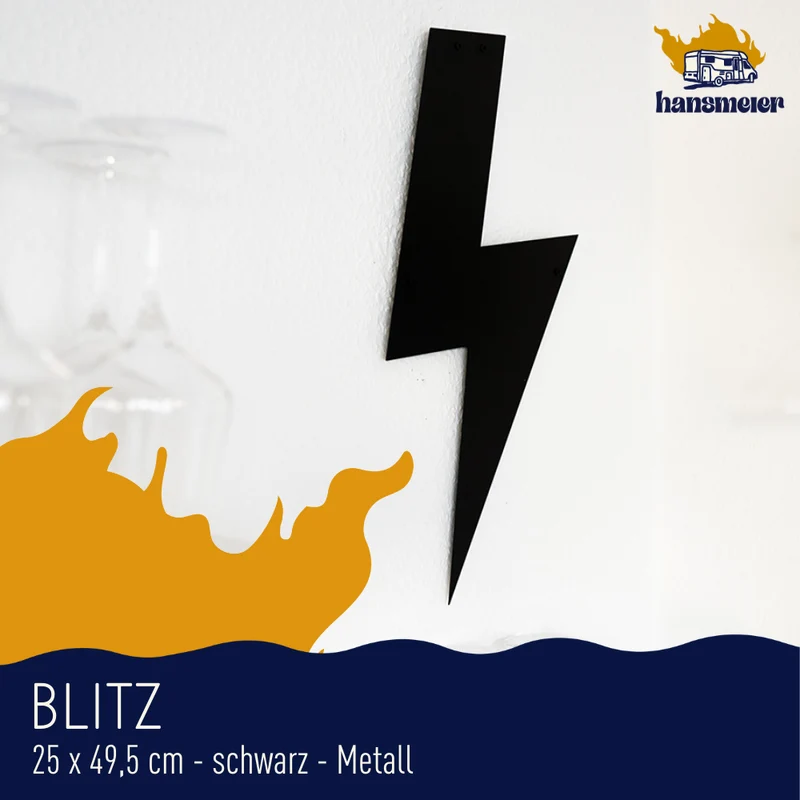 Wanddeko aus Metall | 25 x 50 cm | Blitz | Metalldeko Industrial