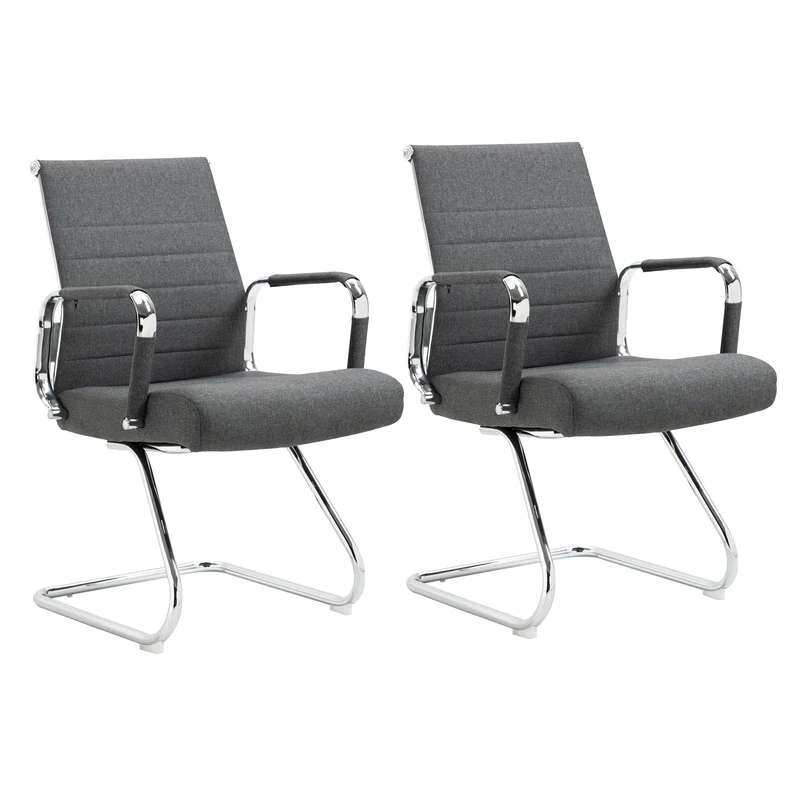 B-Ware OFFICE COMFORT 2er Set LB Besucherstühle Stoff Dunkelgrau