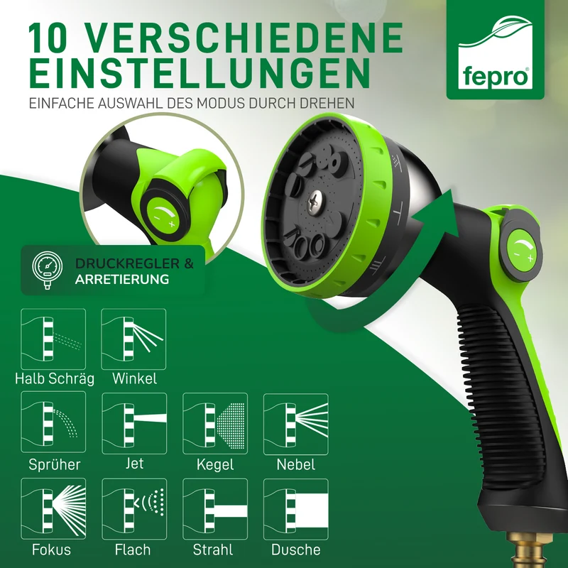 Fepro® Flexibler Gartenschlauch 30m 20m 15m 10m Dehnbar 3/4" 1/2" Grün Schwarz