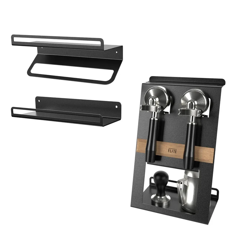 FLATE® Barista Station + Universal Shelf + Towel Shelf Bundle (Schwarz)