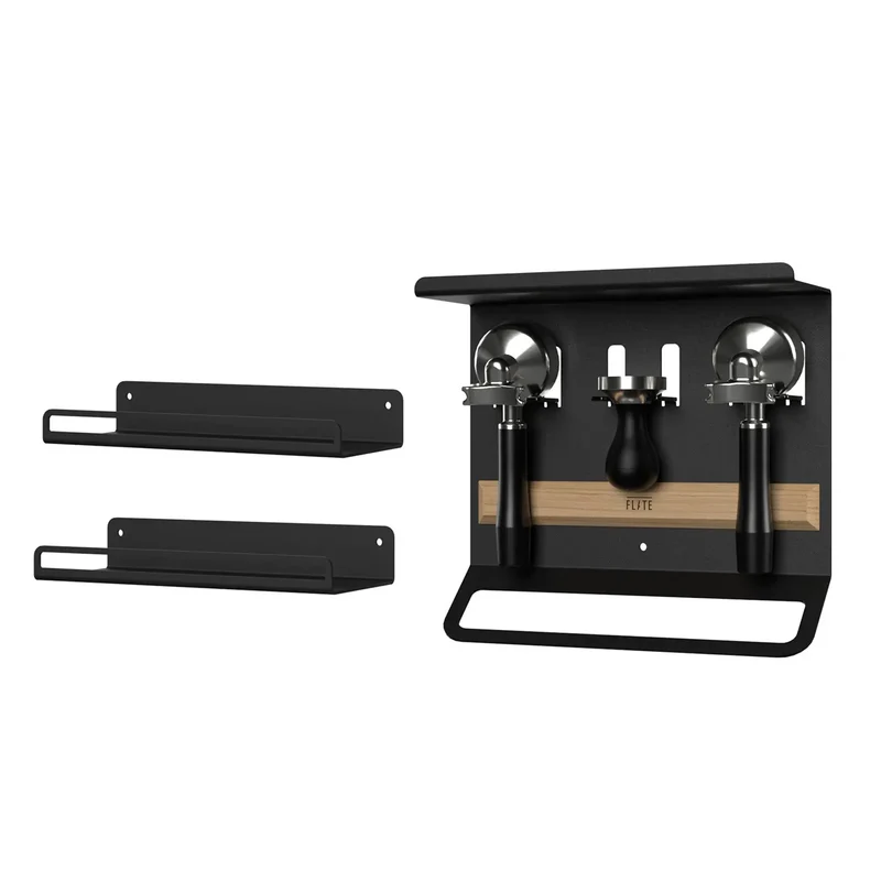 FLATE® Barista Board + Universal Shelf Bundle (Schwarz)