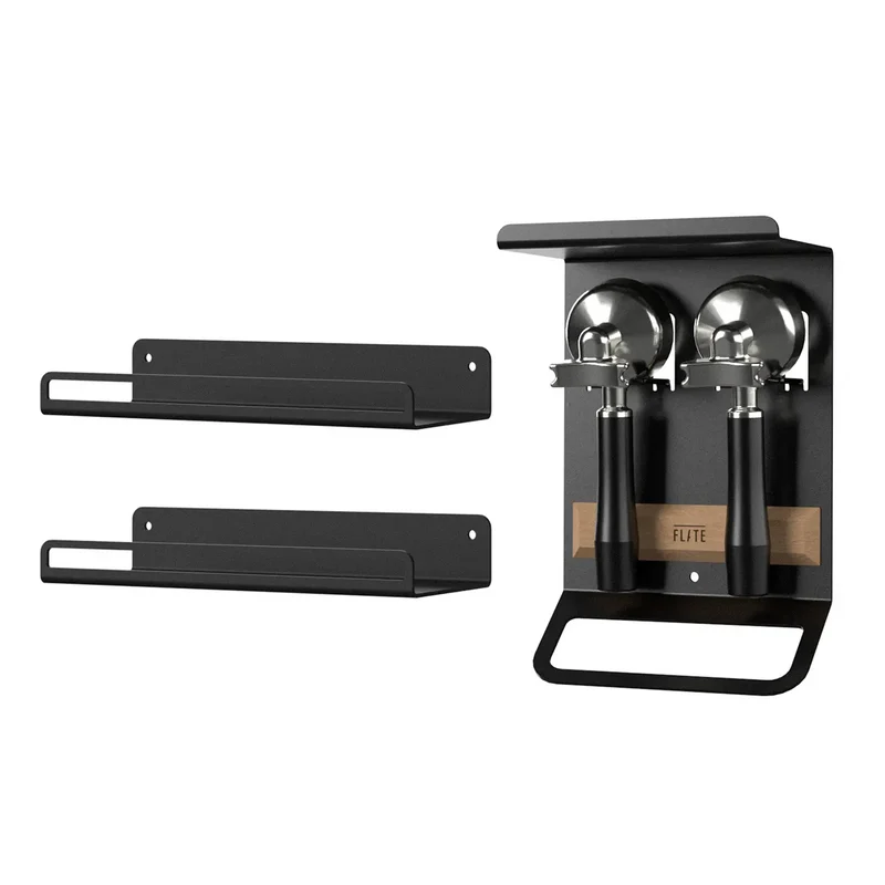 FLATE® Barista Rack Mini + Universal Shelf Bundle (Schwarz)