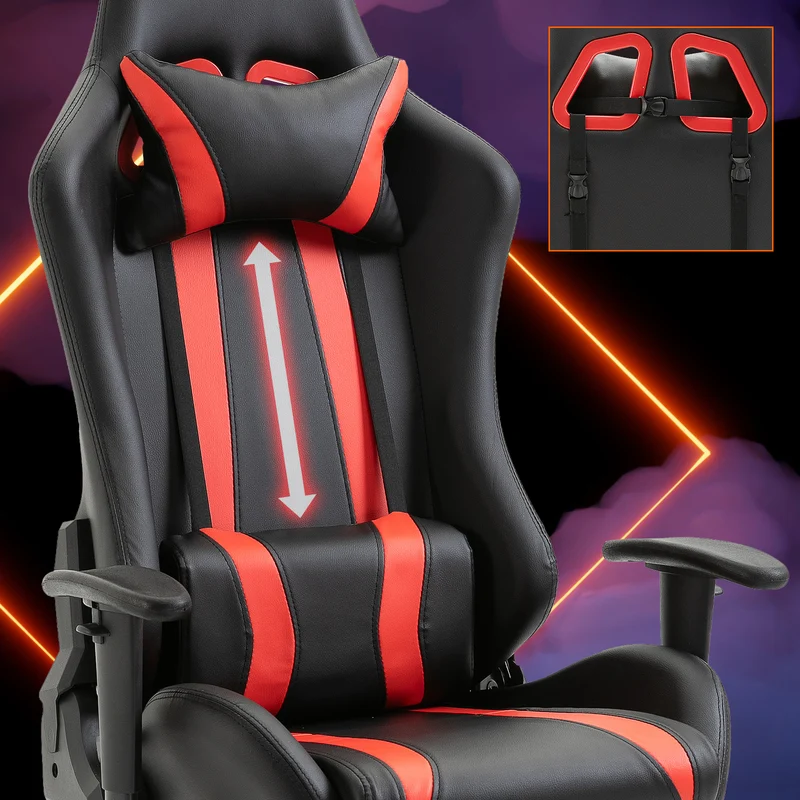 B-Ware Gaming Sessel mit Fußraste Schwarz-rot