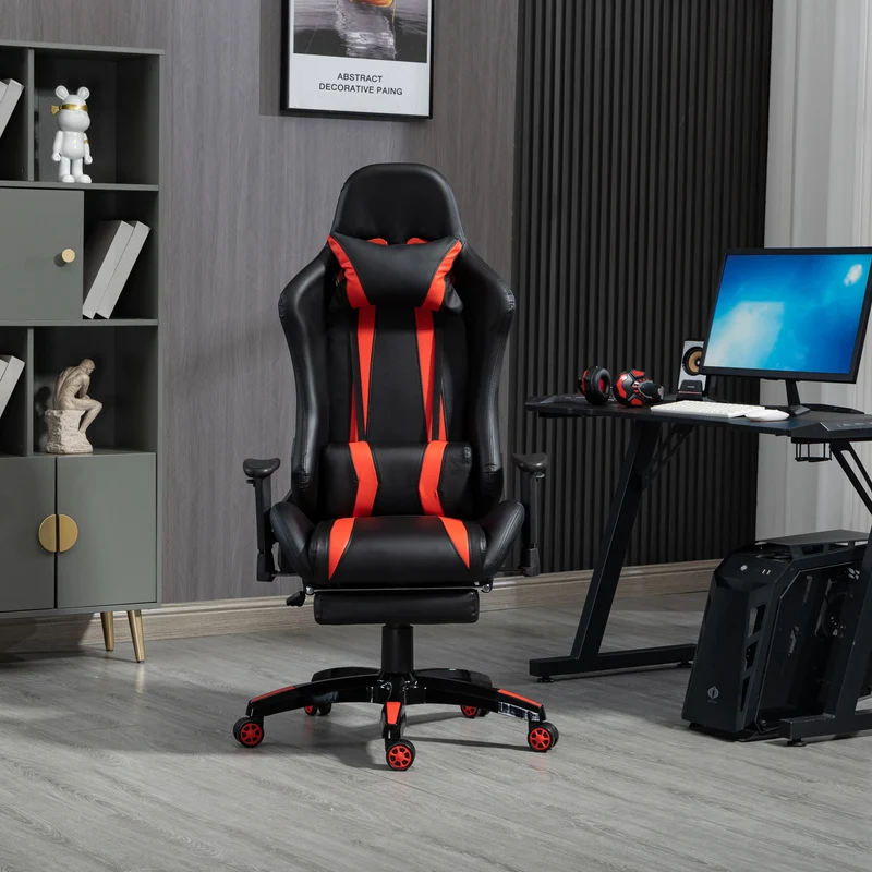 B-Ware Gaming Sessel mit Fußraste Schwarz-rot