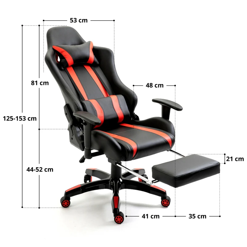 B-Ware Gaming Sessel mit Fußraste Schwarz-rot