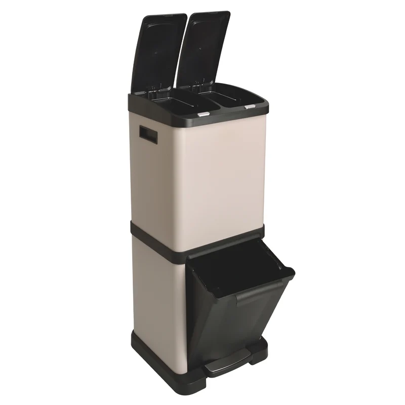 B-Ware 3XCombo Mülleimer 32 Liter Taupe (2x8+16L)
