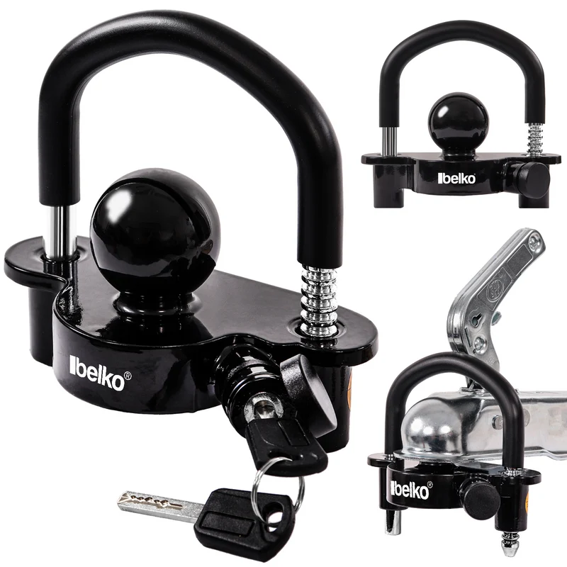 Belko® Anhängerschloss für gängige Anhängerkupplung 47mm - inkl. 2 Schlüssel, Gummischutz, Abdeckkappe - Anhängerkugelsperrkupplung Diebstahlschutz Anhänger-Sicherung Abschleppsperre