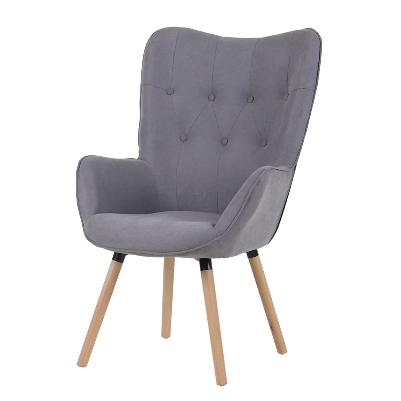 B-Ware CLEO Ohrensessel Stoff-Bezug Hellgrau