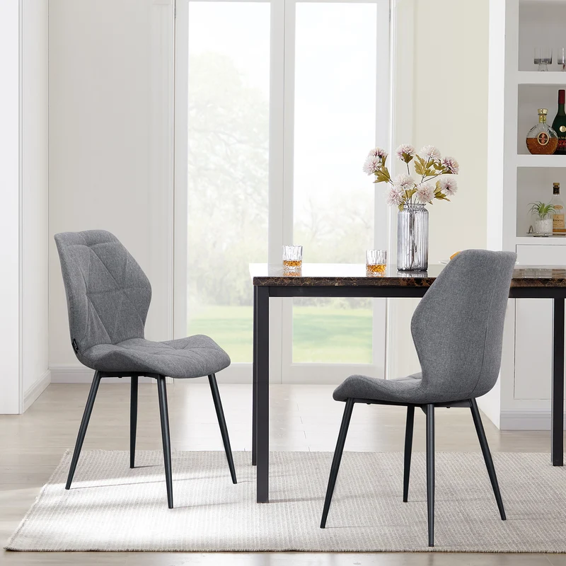 B-Ware JAMIE 2er Set Esszimmerstuhl Stoff Hellgrau