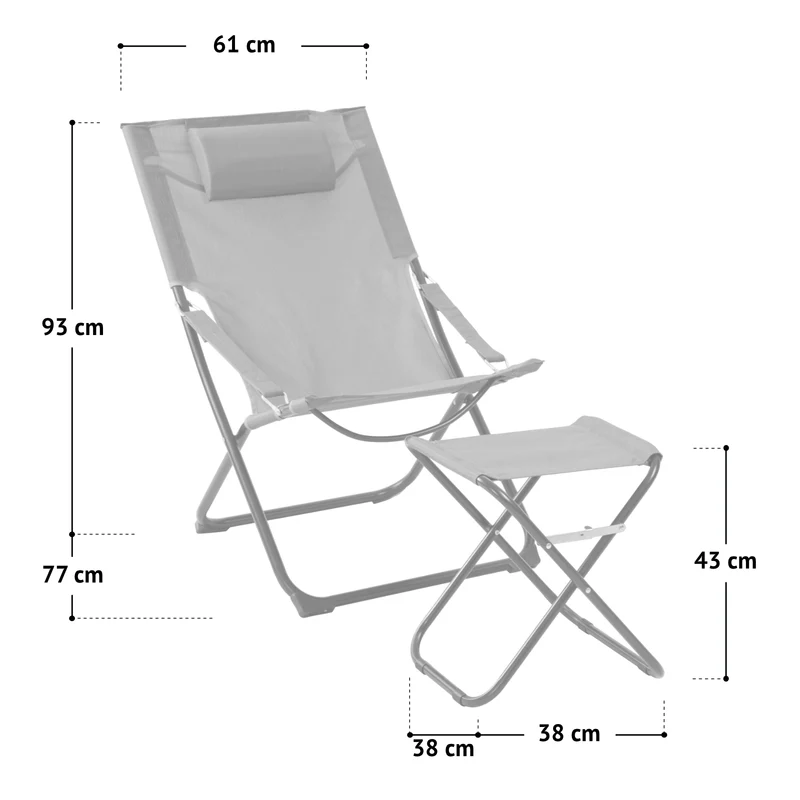 B-Ware TOMRA Liegestuhl Fußhocker Blau/Dunkelgrau