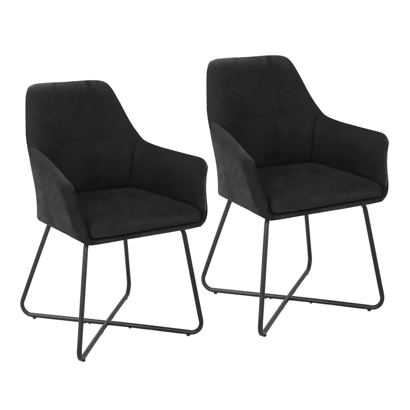 B-Ware JOSIE Dining 2er-Set Esszimmerstuhl Stoff Schwarz