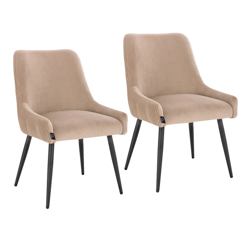 B-Ware ISABELLE 2er Set Esszimmerstühle Samt Taupe