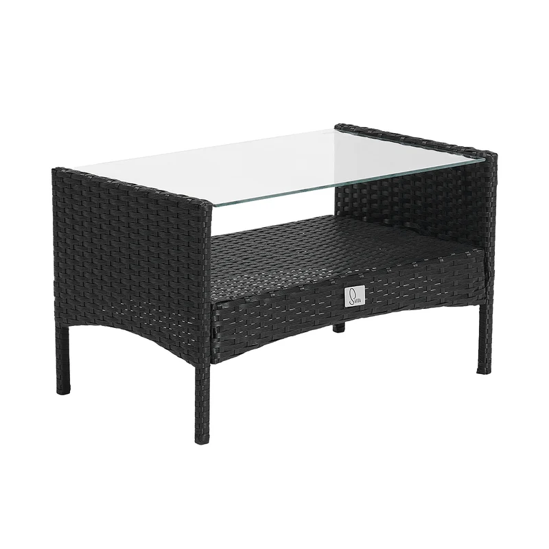 B-Ware BROOKLYN Rattan Sitzgruppe Schwarz