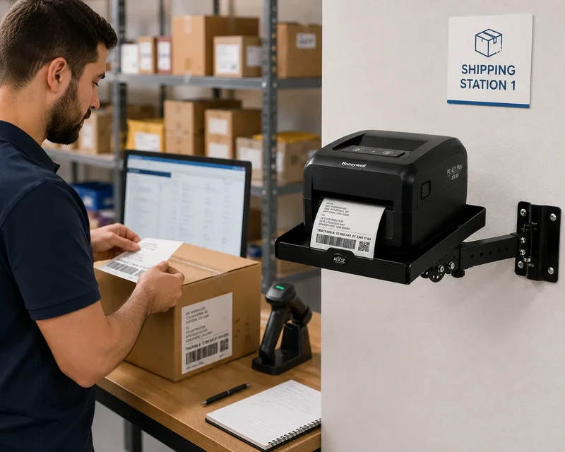 Industrielles Edelstahl-Wandregal für Honeywell-Drucker