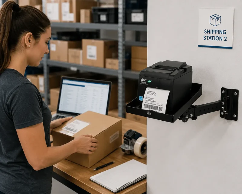 Edelstahl-Schwenkarmtablett für Star Micronics Etikettendrucker