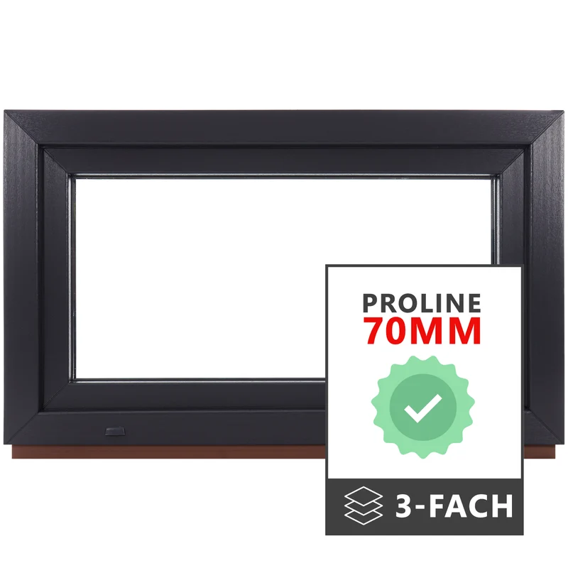 P24® Kellerfenster Kunststofffenster 3-Fach 70mm Proline, Anthrazit