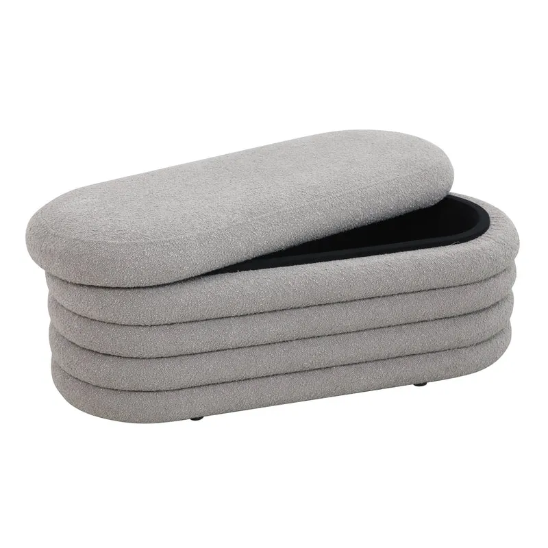 B-Ware BLOSSOM XL Ottomane Boucle Hellgrau