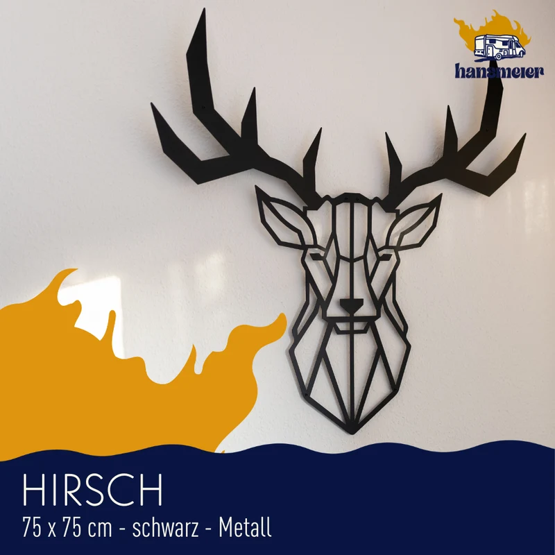 Wanddeko aus Metall | 75 x 75 cm | Hirschkopf Geweih