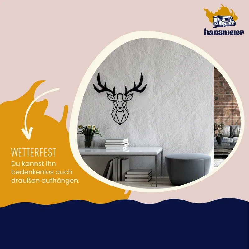 Wanddeko aus Metall | 75 x 75 cm | Hirschkopf Geweih