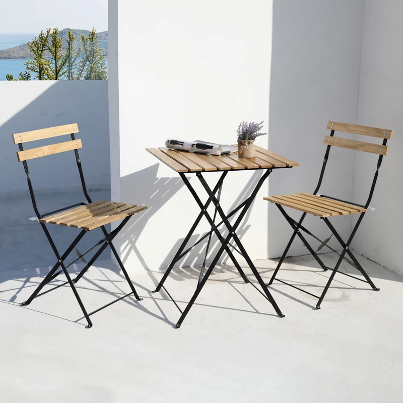 Bistro Set Metall Holz