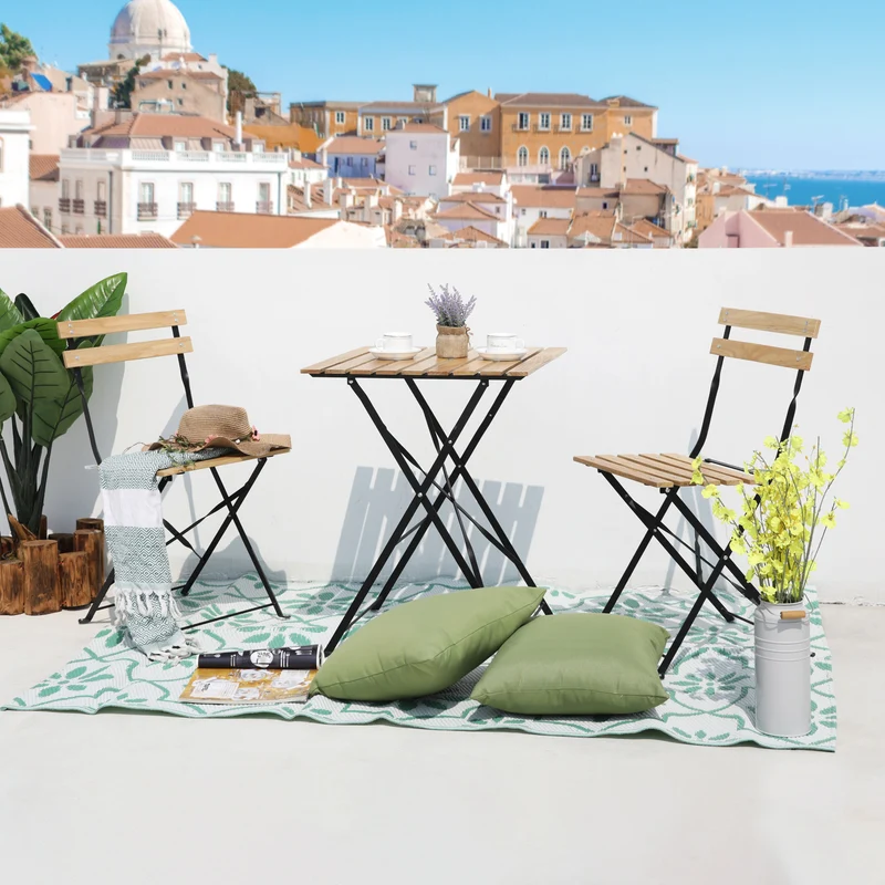 Bistro Set Metall Holz