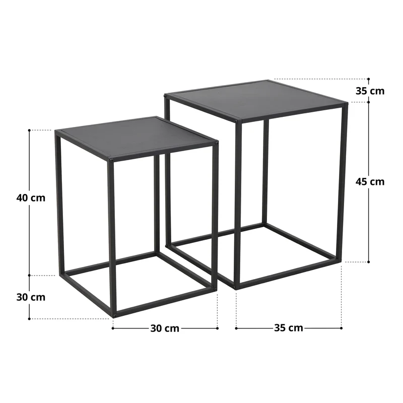 THEMI 2er Set Couchtisch Metall