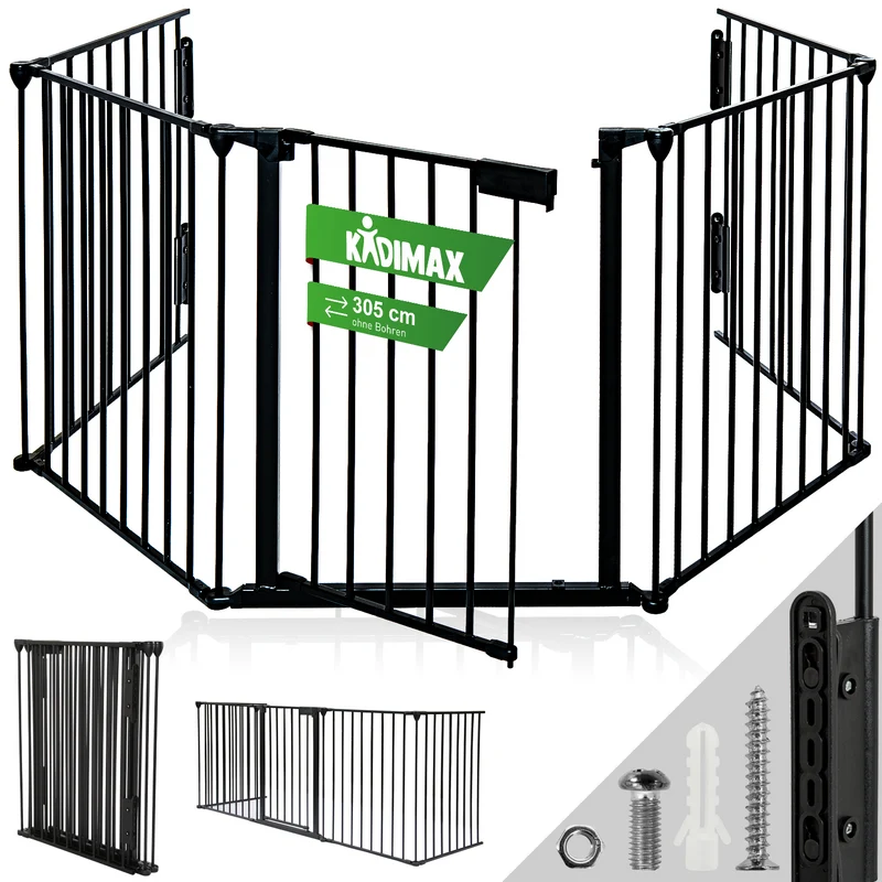 P24® Kaminschutzgitter 300cm x 75cm, schwarz