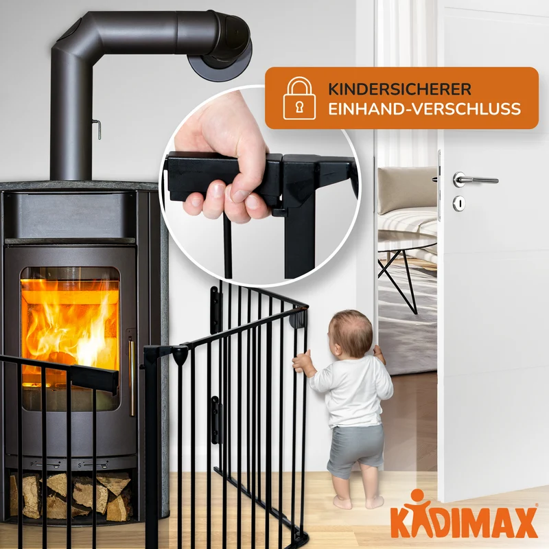 P24® Kaminschutzgitter 300cm x 75cm, schwarz