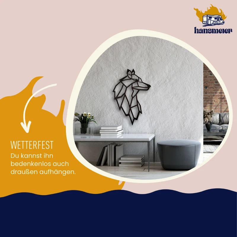 Metall Deko für die Wand | 56 x 81 cm | Wolf XXL | Metall Dekoration