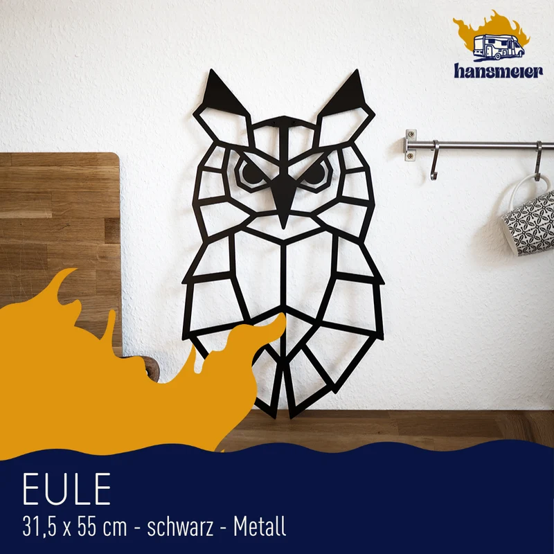 Wanddeko aus Metall | 32 x 55 cm | Eule | Metalldeko Industrial
