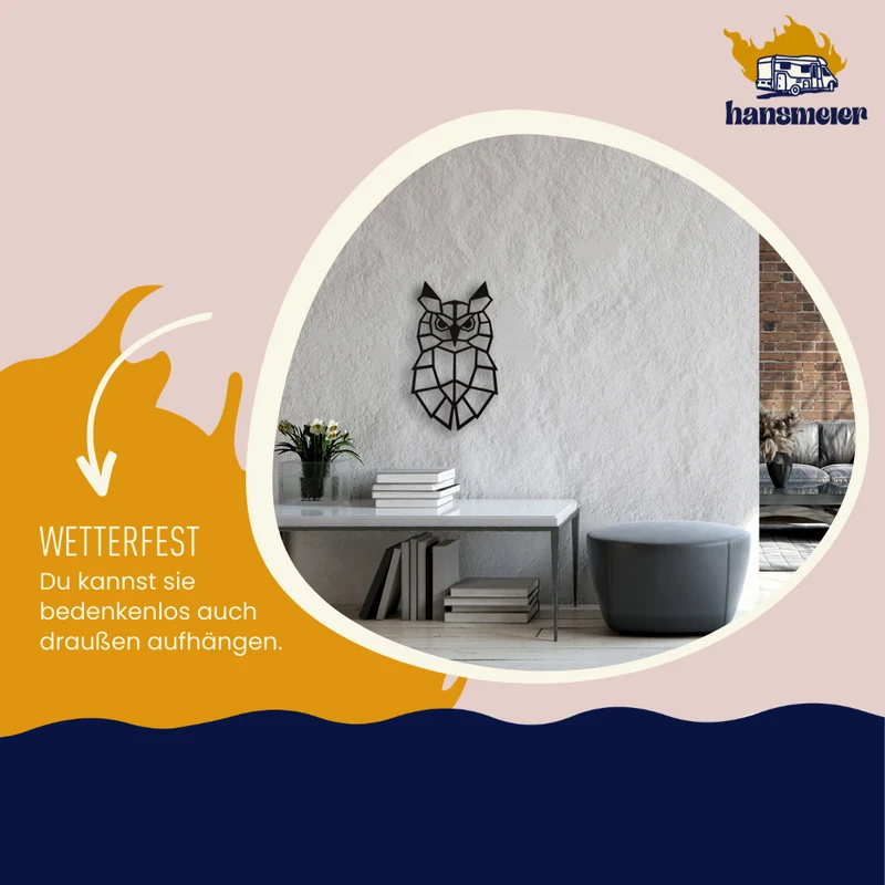 Wanddeko aus Metall | 32 x 55 cm | Eule | Metalldeko Industrial