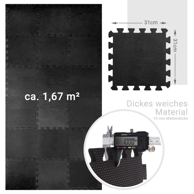 P24® Fitness Puzzlematte 36-tlg., schwarz