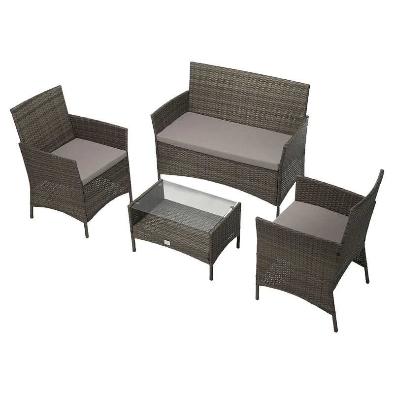 B-Ware BROOKLYN Rattan Sitzgruppe Grau