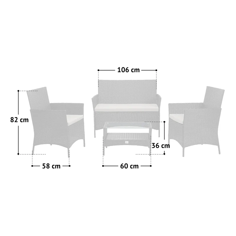 B-Ware BROOKLYN Rattan Sitzgruppe Grau
