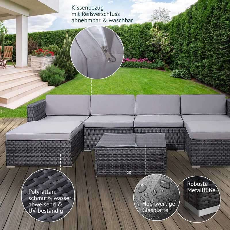Set LUGANO + Abdeckhaube Grau