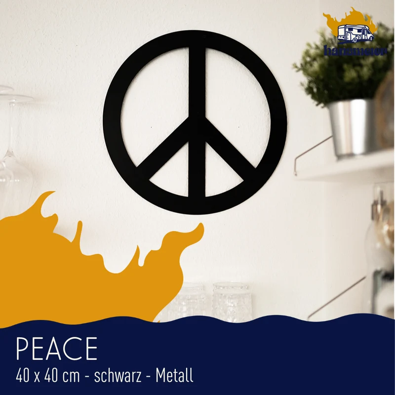 Wanddeko aus Metall | 40 x 40 cm | Peace | Metalldeko Industrial