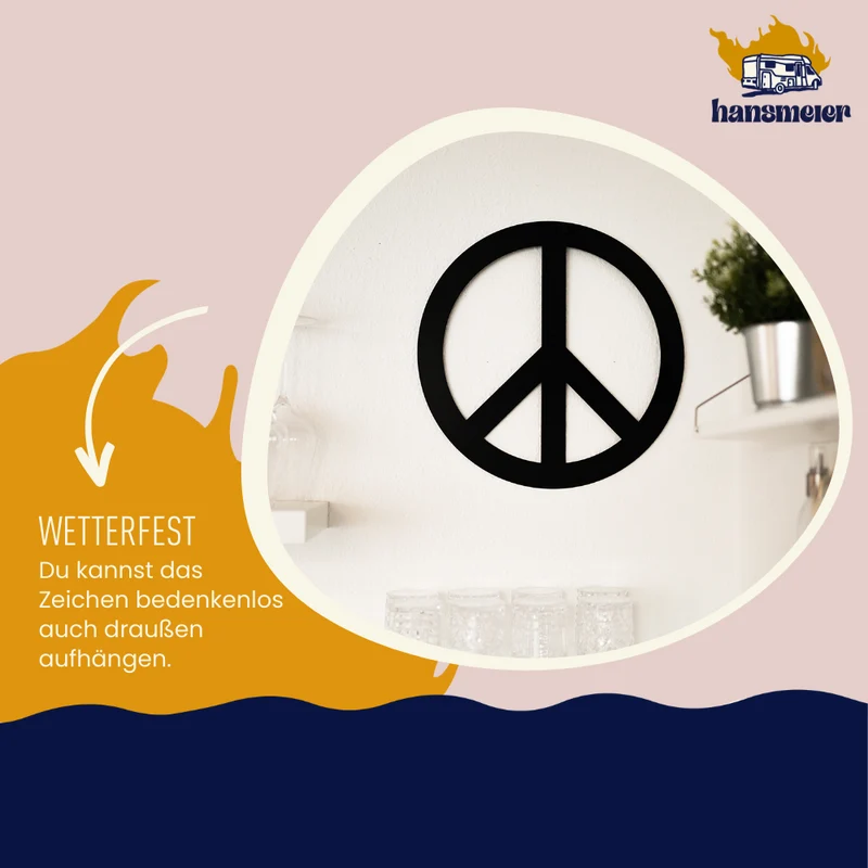 Wanddeko aus Metall | 40 x 40 cm | Peace | Metalldeko Industrial