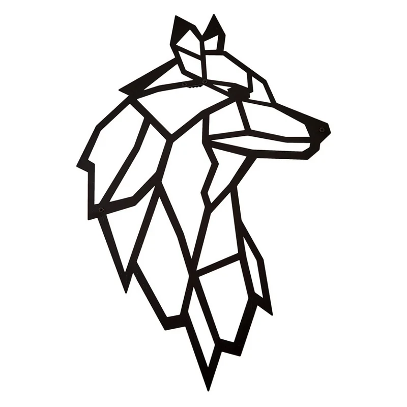 Wanddeko aus Metall | 38 x 55 cm | Wolf | Metalldeko Industrial