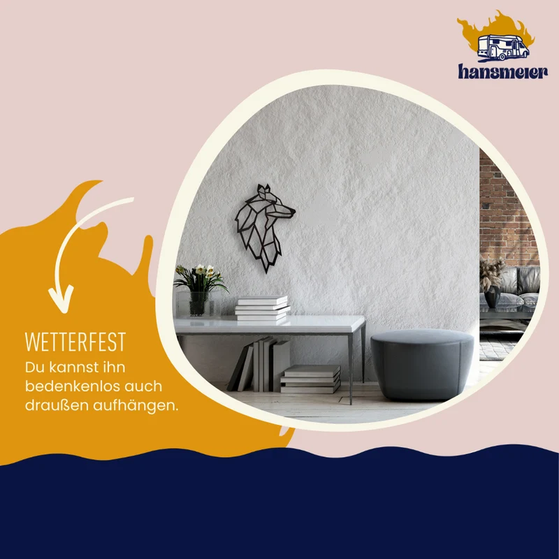 Wanddeko aus Metall | 38 x 55 cm | Wolf | Metalldeko Industrial