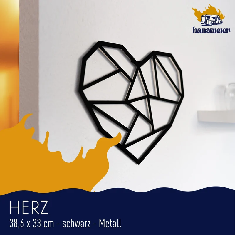 Wanddeko aus Metall | 39 x 33 cm | Herz | Metalldeko Industrial