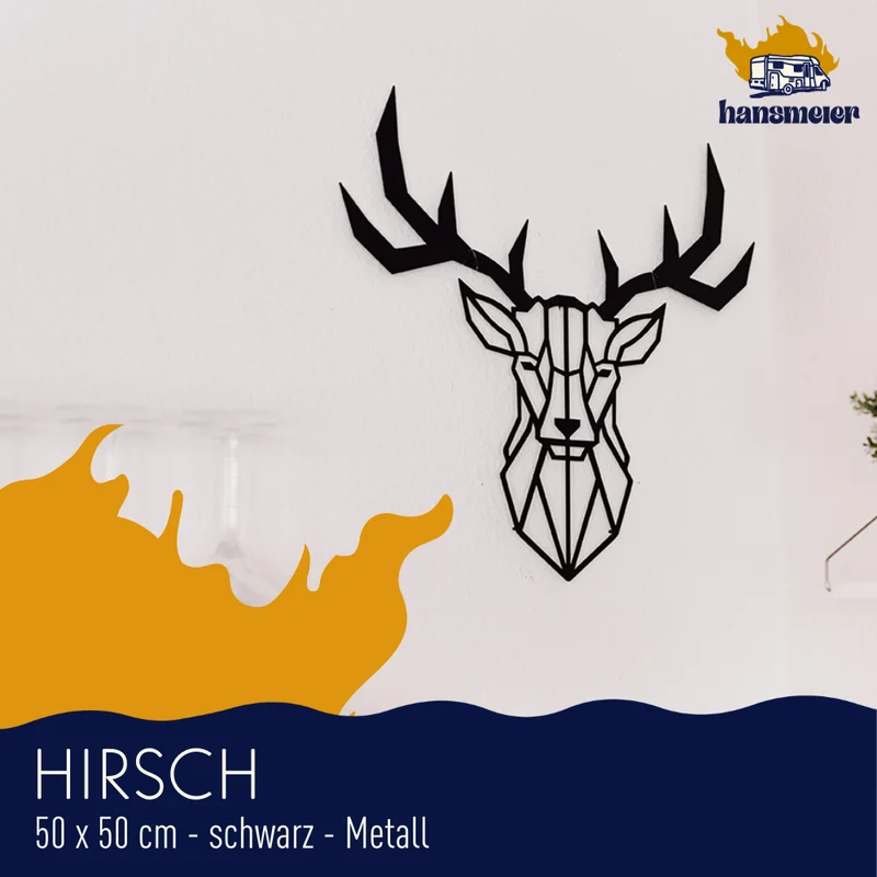 Wanddeko aus Metall | 50 x 50 cm | Hirschkopf Geweih
